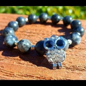 Beaded Bracelet with Owl Charm